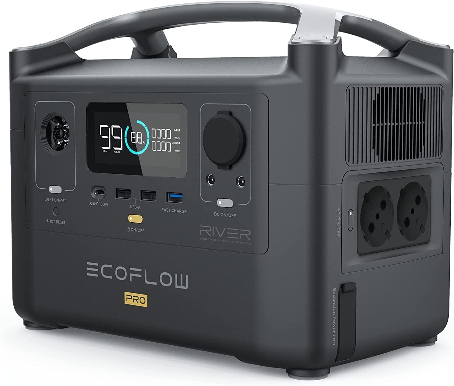 EF ECOFLOW RIVER Pro Portable Power Station 720Wh, 220V AC Outputs, Power Multiple Devices, Recharge 0-80% Within 1 Hour, for Camping, RV, Outdoors, Off-Grid
