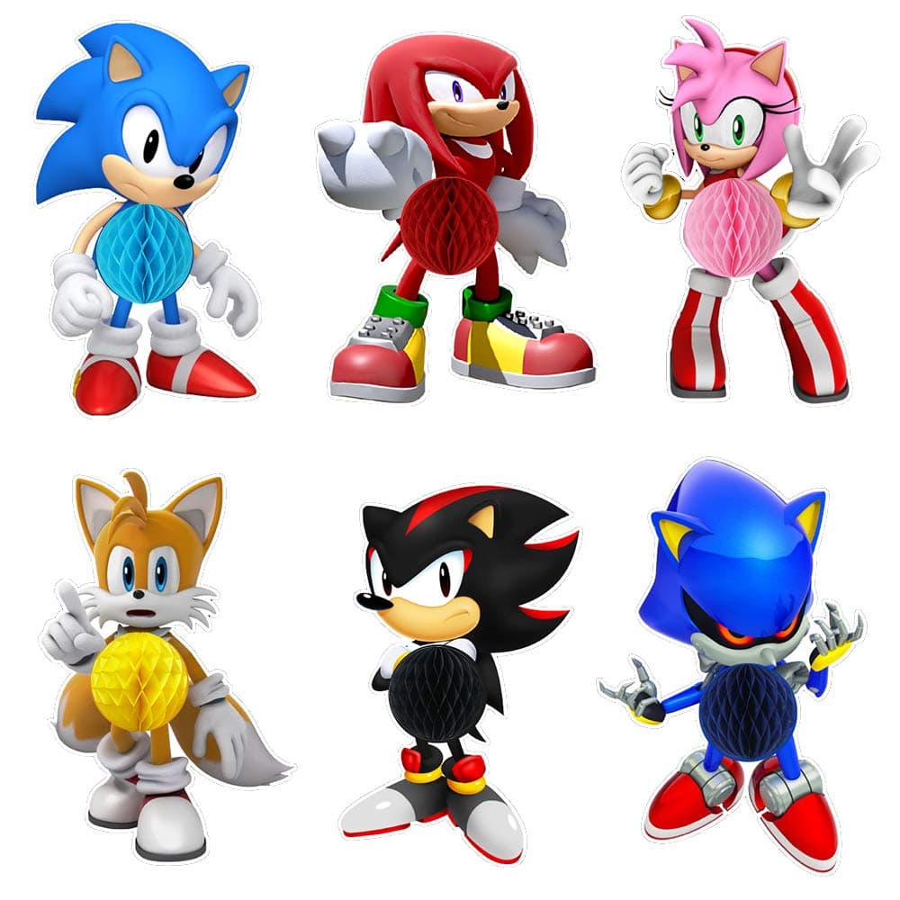 Sonic Honeycomb Centerpieces Table Topper - 6PCS The Hedgehog Themed Party Supplies - Double Sided Photo Booth Props Table Decoration
