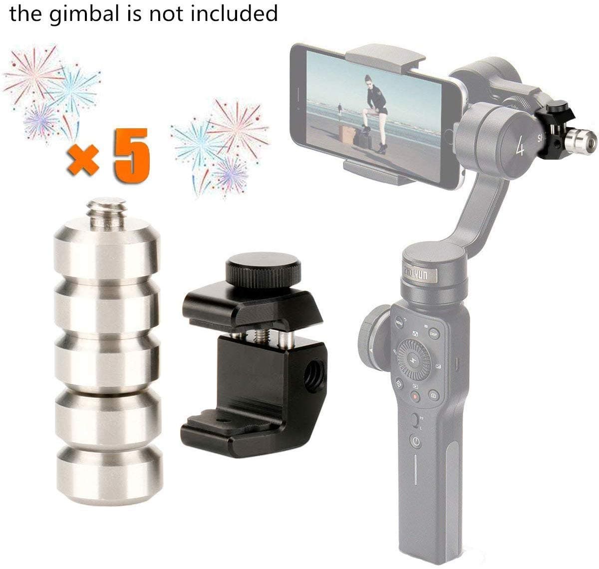 Univer Gimbal Counterweight for Zhiyun Smooth 4,Feiyu Vimble 2, DJI Osmo Mobile 2 Adjustbale Gimbal Stabilizer Moment Anamorphic Lens Photography Movie up to 75g