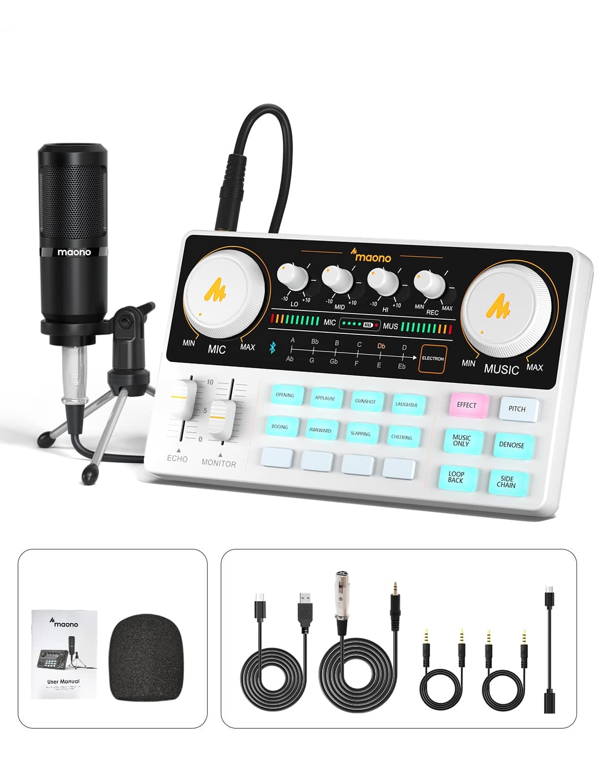 Podcast Equipment Bundle Audio mixer All-in-One Podcast Production Studio with 3.5mm Microphone for Live Streaming, Podcast Recording, PC, Smartphone, DJ MaonoCaster Lite (AU-AM200-S1)