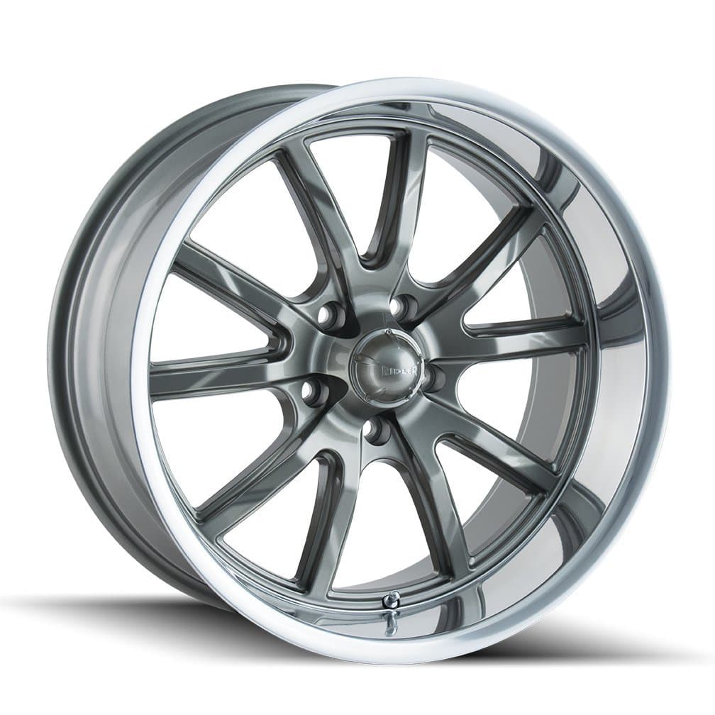 Ridler 650 Grey/Polished Lip Wheel with Painted Finish (18 x 8. inches /5 x 120 mm, 0 mm Offset)