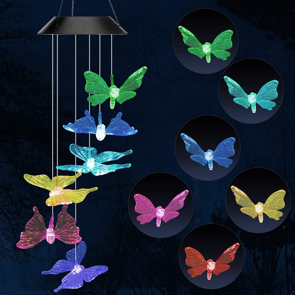 AceList Butterfly Wind Spinner Solar Lights Garden Outdoor Decorations for Patio Yard Pathway Decor