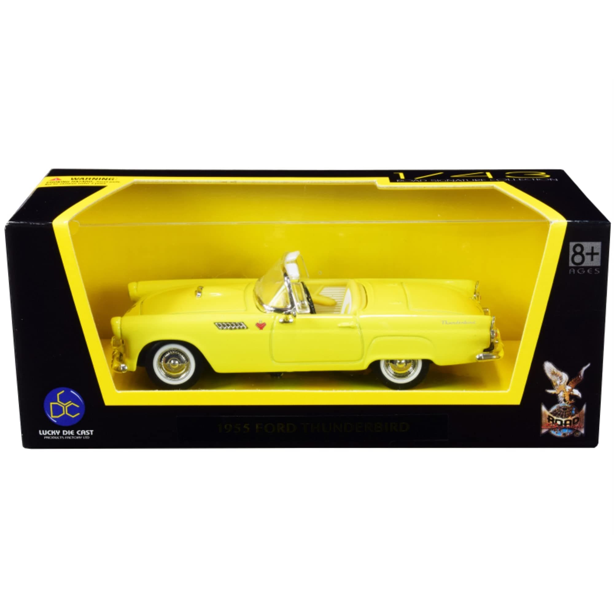 1955 Ford Thunderbird Convertible Yellow 143 Diecast Model Car by Road Signature 94228, 94228Y