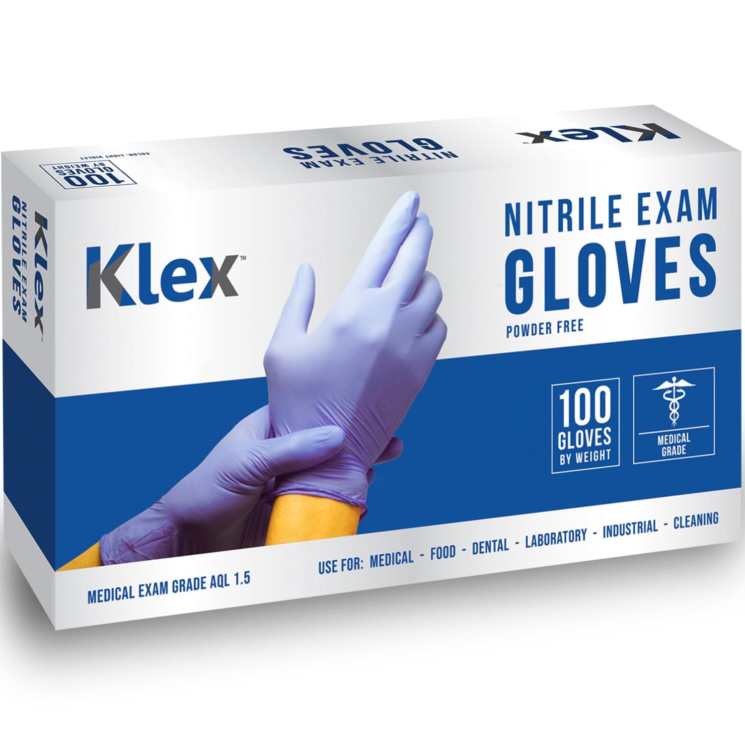 Klex Nitrile Exam Gloves - Medical Grade, Powder Free, Rubber Latex Free, Food Safe, Lavender