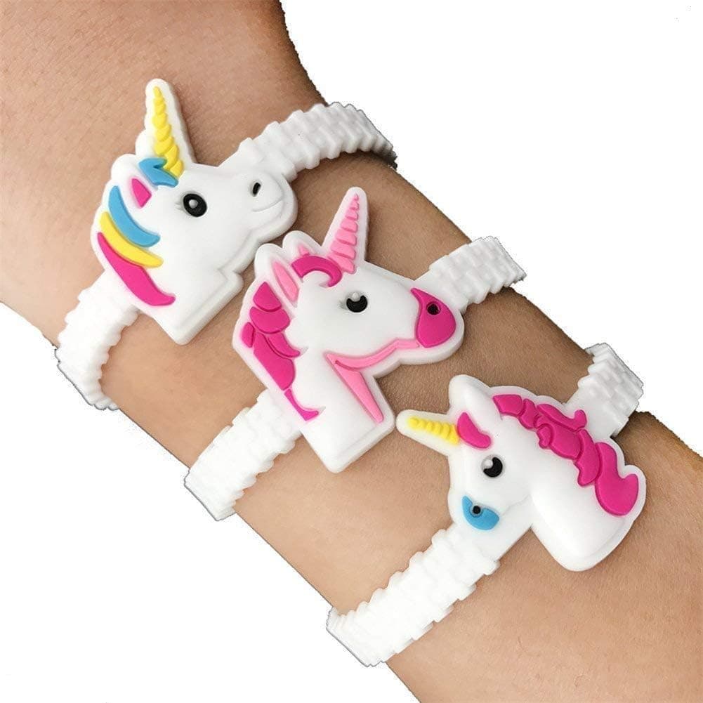 12pcs PVC Rubber Unicorn Bracelets Wristband Party Favors Supplies for Kids Children Gift