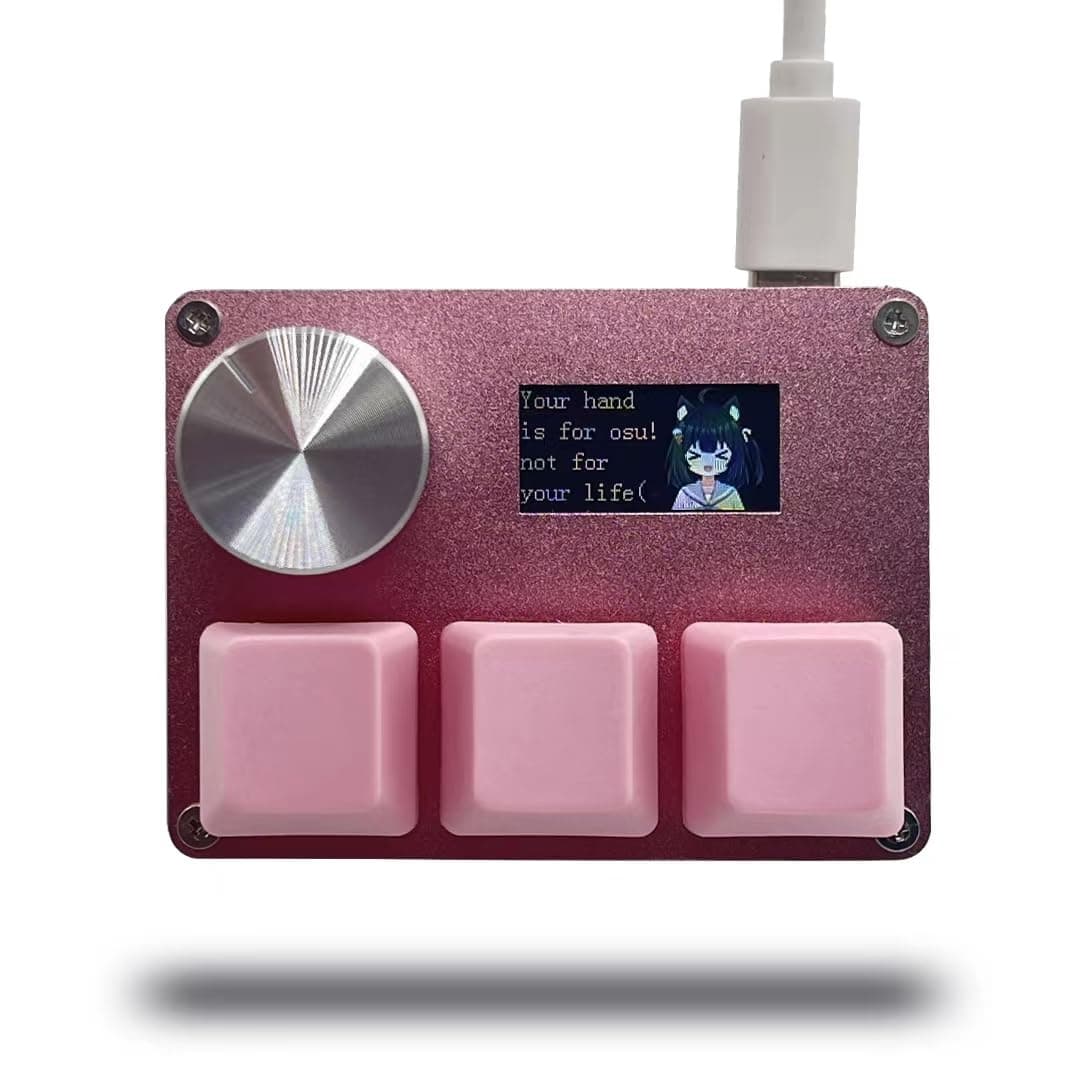 SayoDevice O3C OSU Keyboard, Hall and Linear Magnetic Switch, Button, Screen, Copy Insert, Shotcut, Macro, Hotswap Mini Pink
