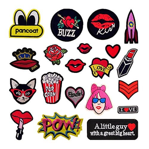 20 Pieces DIY Clothes Patches Stickers, Hand Iron On Sewing On Embroidered Patch DIY Apparel Appliques Decal Sticker for Denim Jeans Jacket Handbag Shoe