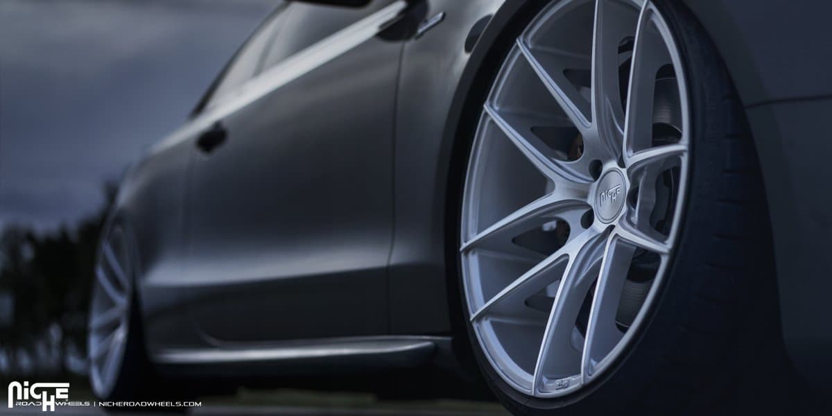 19" Inch Niche Targa Silver Machine Wheels & Tire Package | Set of 4 | 245/35R19 Tires | Includes Free Wheel Club LA T-Shirt | Fits Audi Mercedes BMW Infiniti Dodge Cadillac Chevy Ford Lexus Nissan