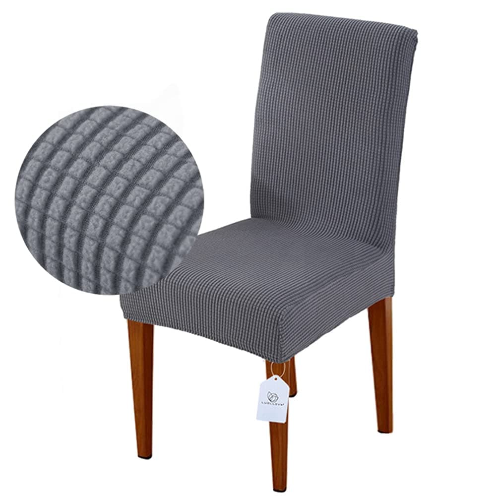 Dining Chair Covers Set of 2, Stretch Removable Washable Chair Covers for Dining Chairs with Elastic Band (Gray)