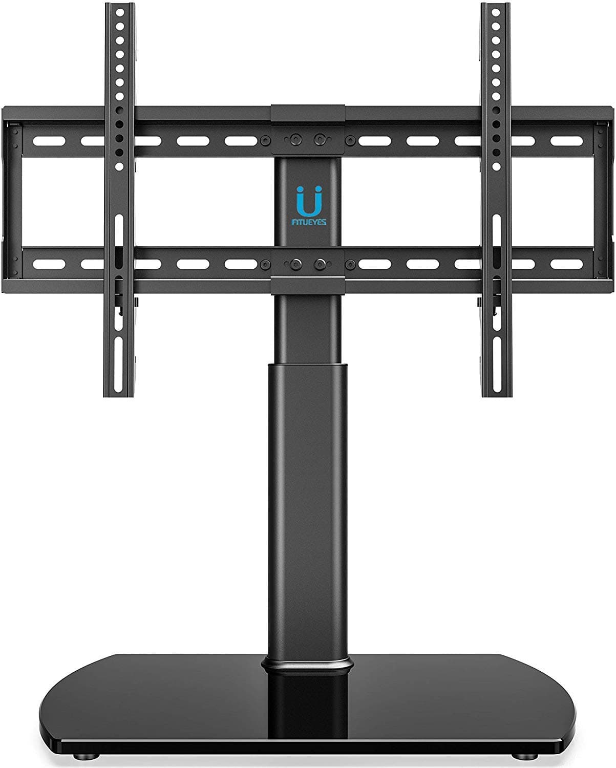 FITUEYES Tabletop TV Stand for 32''-65 inch with 3 Levels Height Adjustable & Cable Management Holds 40kgs/88lbs Max VESA 600x400 mm Black Heavy Duty TT107001GB