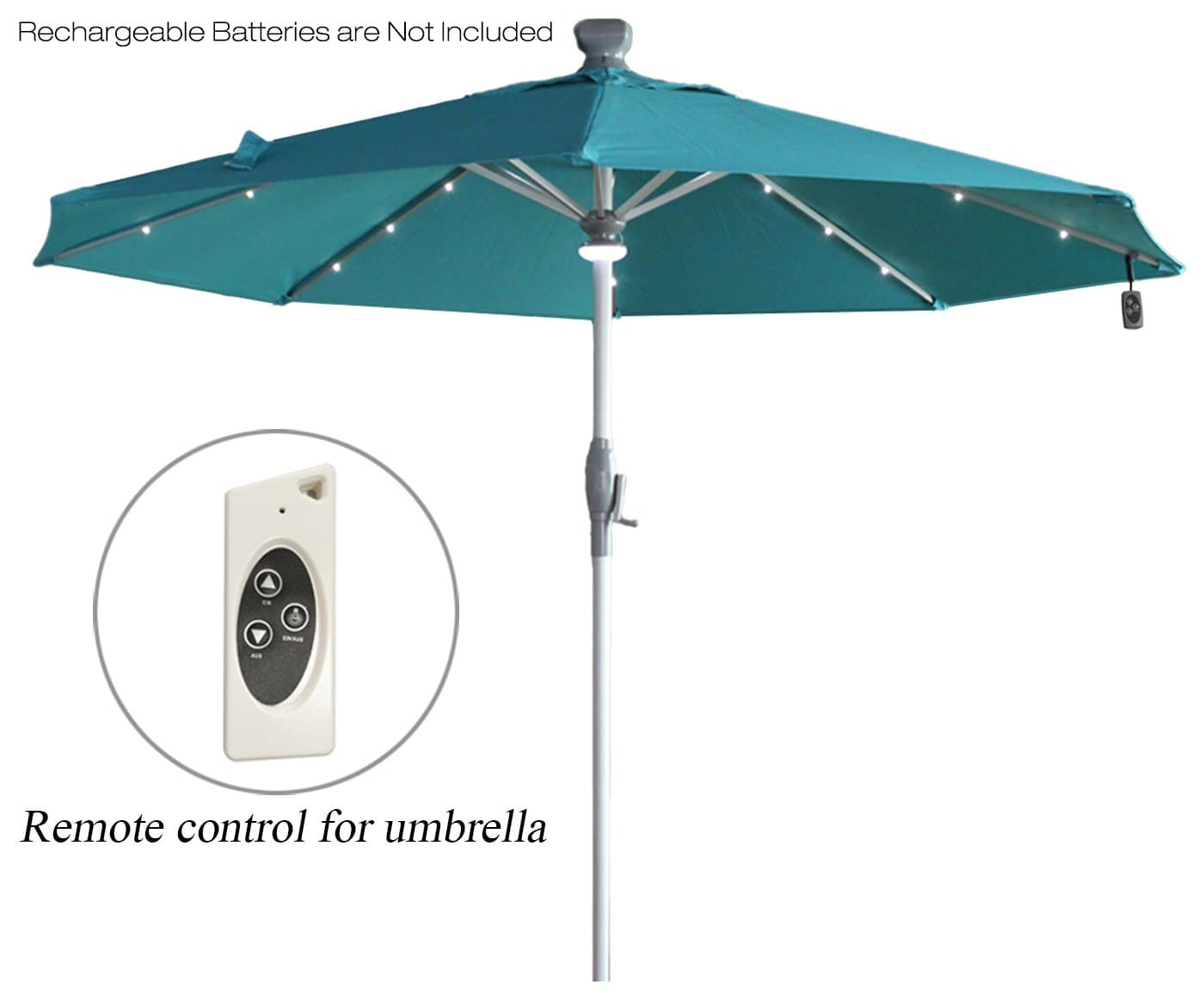 Mefo garden Electric Automatic Patio Umbrella with LED Lights 250gsm 9.8Ft Aluminum, Turquoise