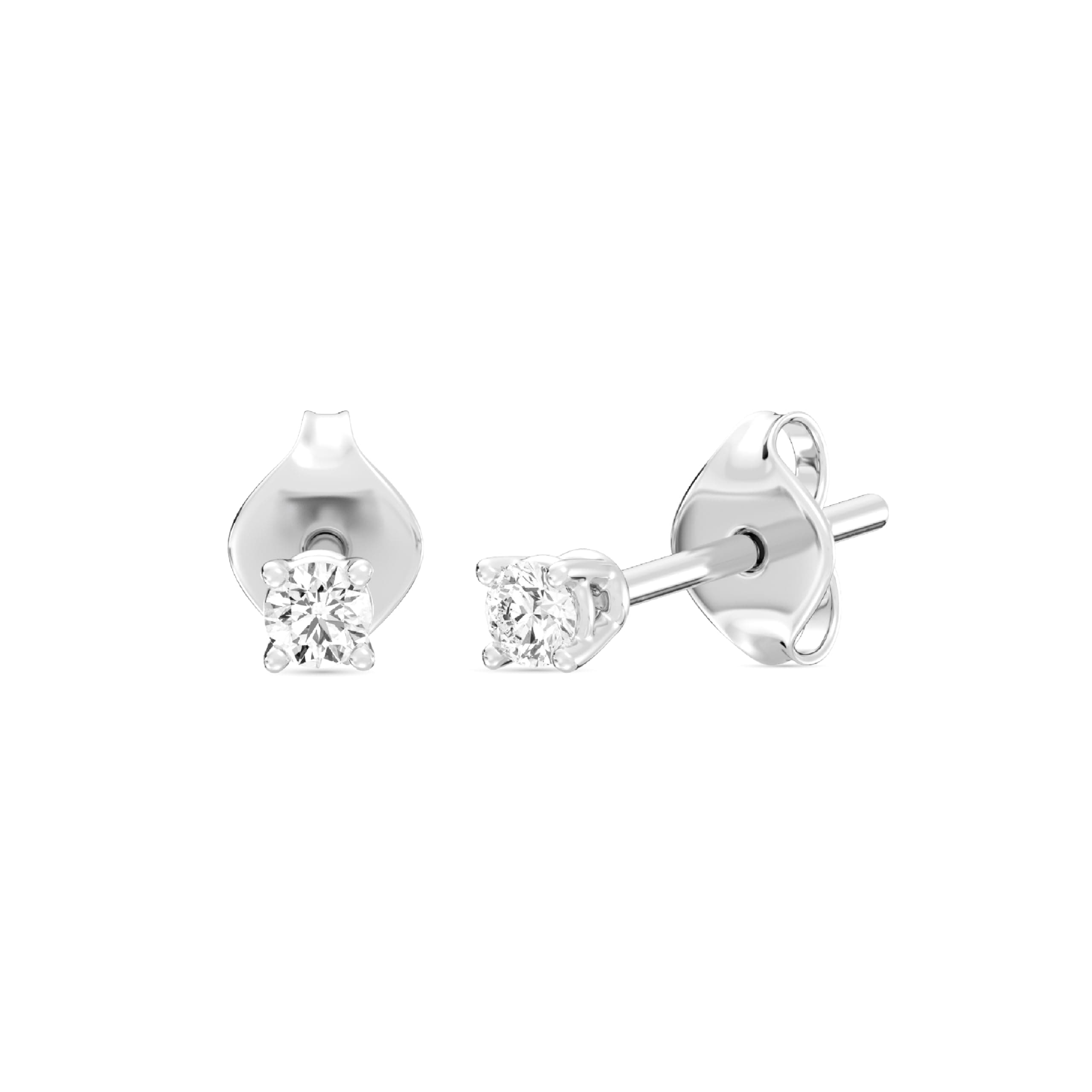 Lab-Grown Diamond Stud Earrings for Women| 925 Sterling Silver Studs and 14KT Gold 925 Plated Silver | Hypoallergenic Fine Jewelry | 4-Prong Basket, Push Back Nut | Round Cut, SI1 Clarity, F Color | 1/10,1/5,1/4,1/3,3/8,1/2,3/4,7/8,1 Carat Total Weight