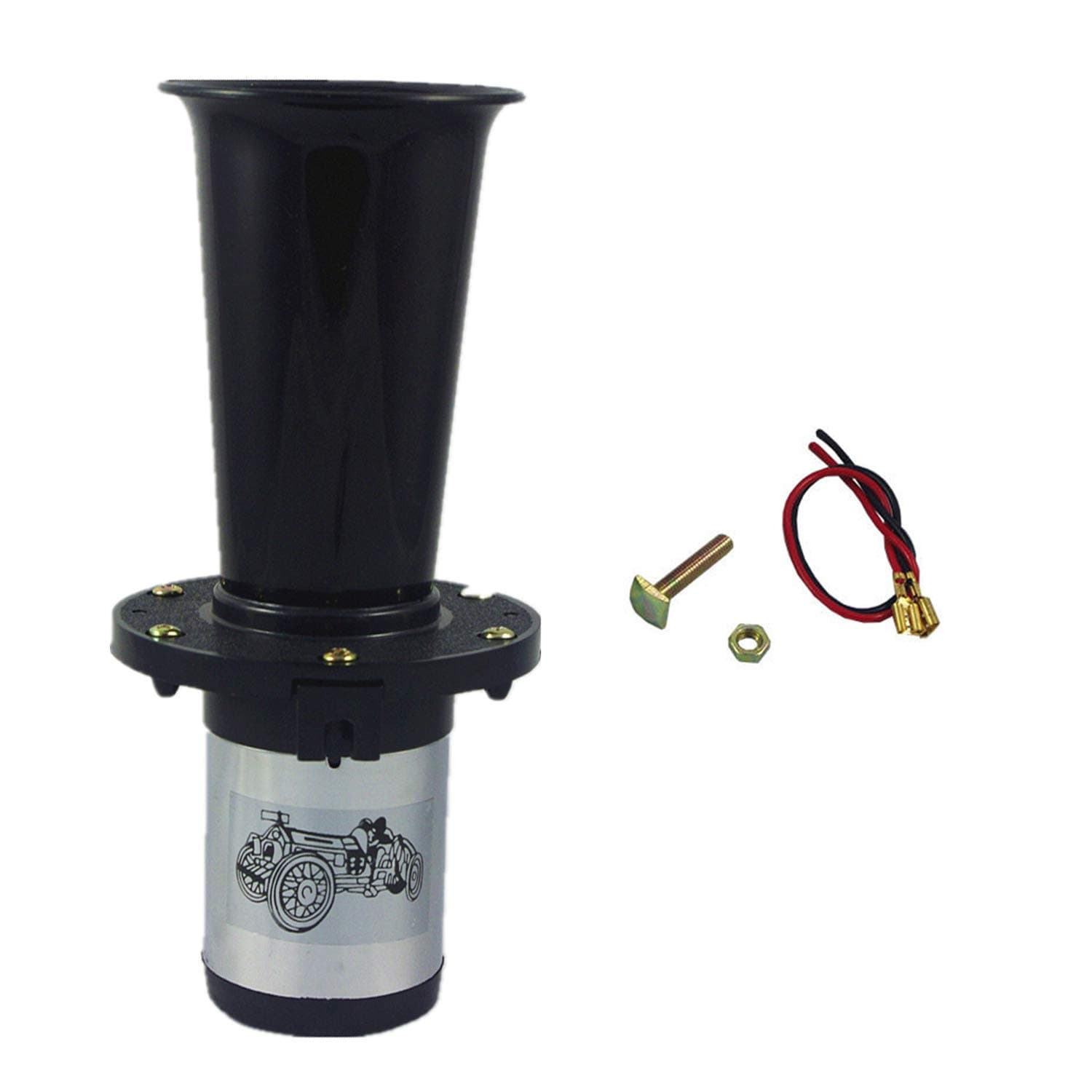 JDMSPEED New Black Ahooga Auto Car Truck Antique Vintage Style Horn for 12 Volt Old Fashion Car Trucks RV's Horn Hot Rod Klaxon 12V 110DB AHH-OOO-GAH OOGA Air Horn
