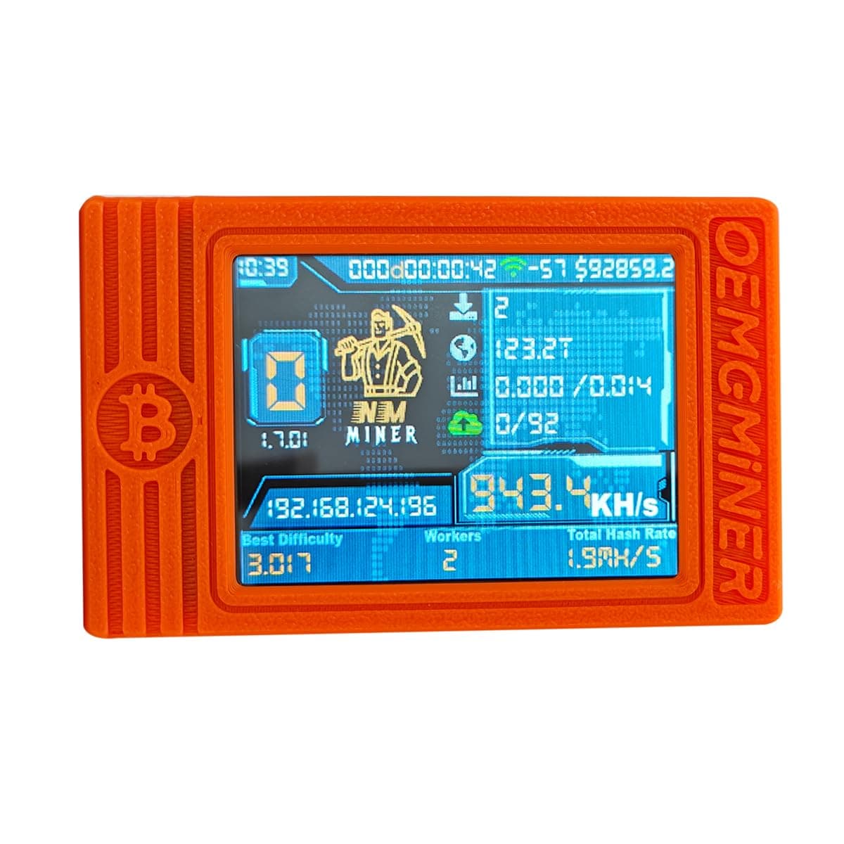 NerdMiner V2 MAX Solo Bitcoin Miner – 930KH/s Hash Rate, 1.5W Power, 3.125 BTC Win3, Compact 2.4G WiFi & Wired Connection, High-Efficiency Cryptocurrency Miner for Bitcoin Enthusiasts(Orange)