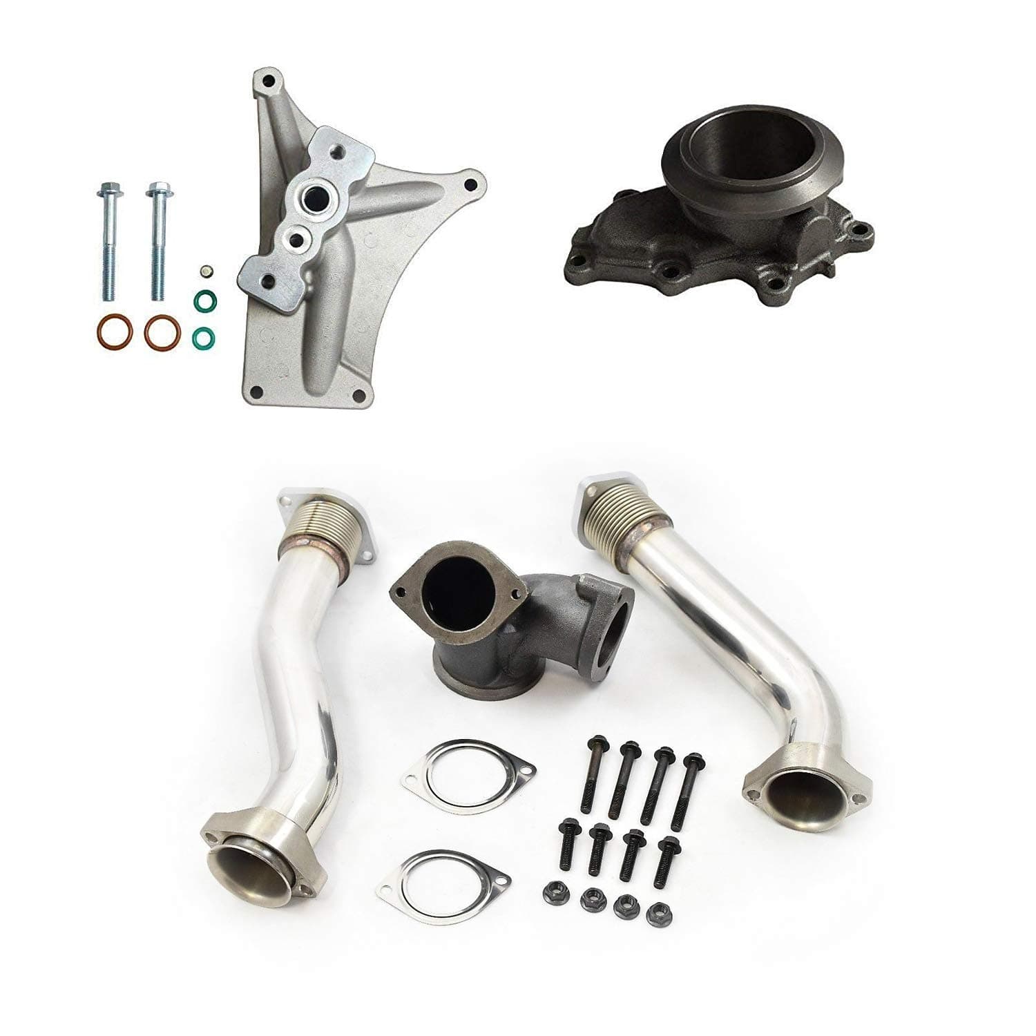 GXP Bellowed Up Pipe Kit with NON-EBPV Pedestal & Exhaust Housing Compatible with 1999.5-2003 Ford 7.3L Powerstroke Diesel