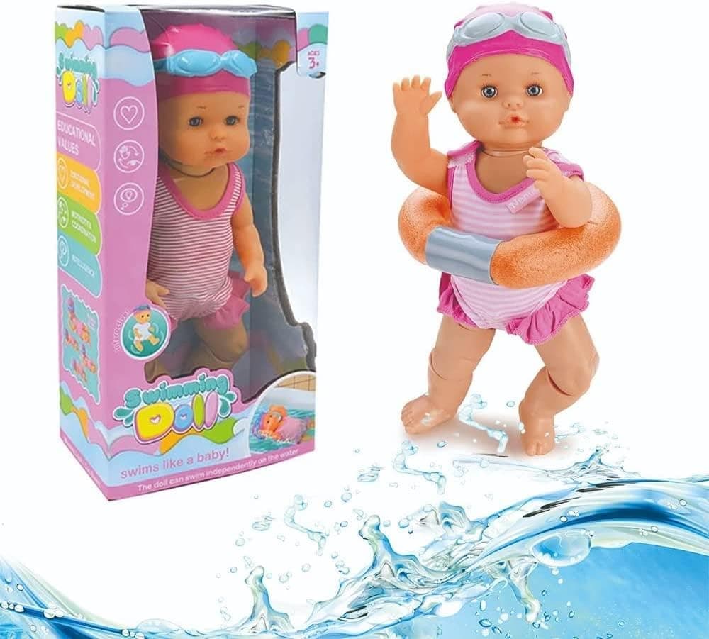 koolbitz Bath Swimming Doll Toy, Waterproof Bathtub Pool Floats, Movable Limbs, Realistic Swim Strokes, for Kids Age 3 and Up