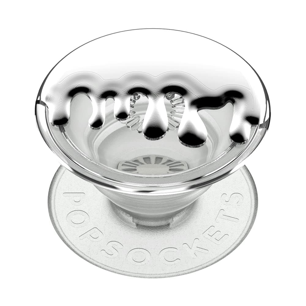 Translucent Phone Grip with Expanding Kickstand - Chrome Silver