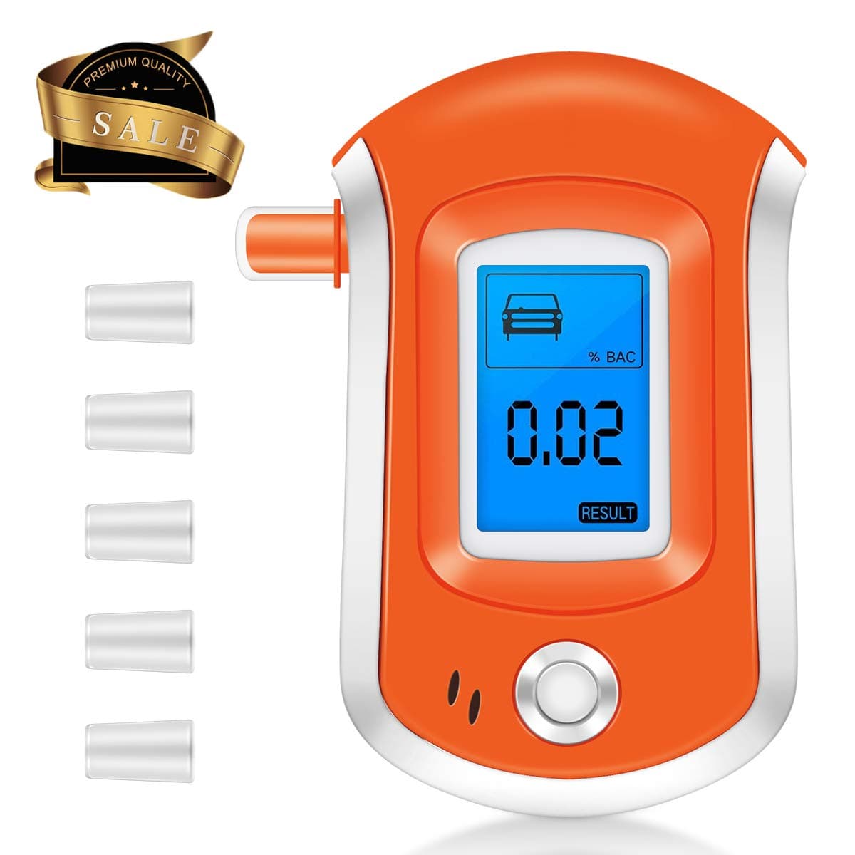 Breathalyzer, Portable Breath Alcohol Tester, Digital Battery Power Alcohol Detector with LCD Display, 6 Mouthpieces and Sound Alarm for Home, Party and Personal