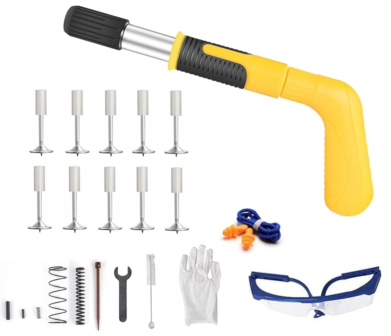Concrete Nail Gun Kits with 10pcs Nails, Manual Steel Nail Gun, Wall Fastening Power Tools, Mini Nail Shooting Machine, Wall Anchor Wire Slotting Device Decoration Home DIY Woodworking Tool