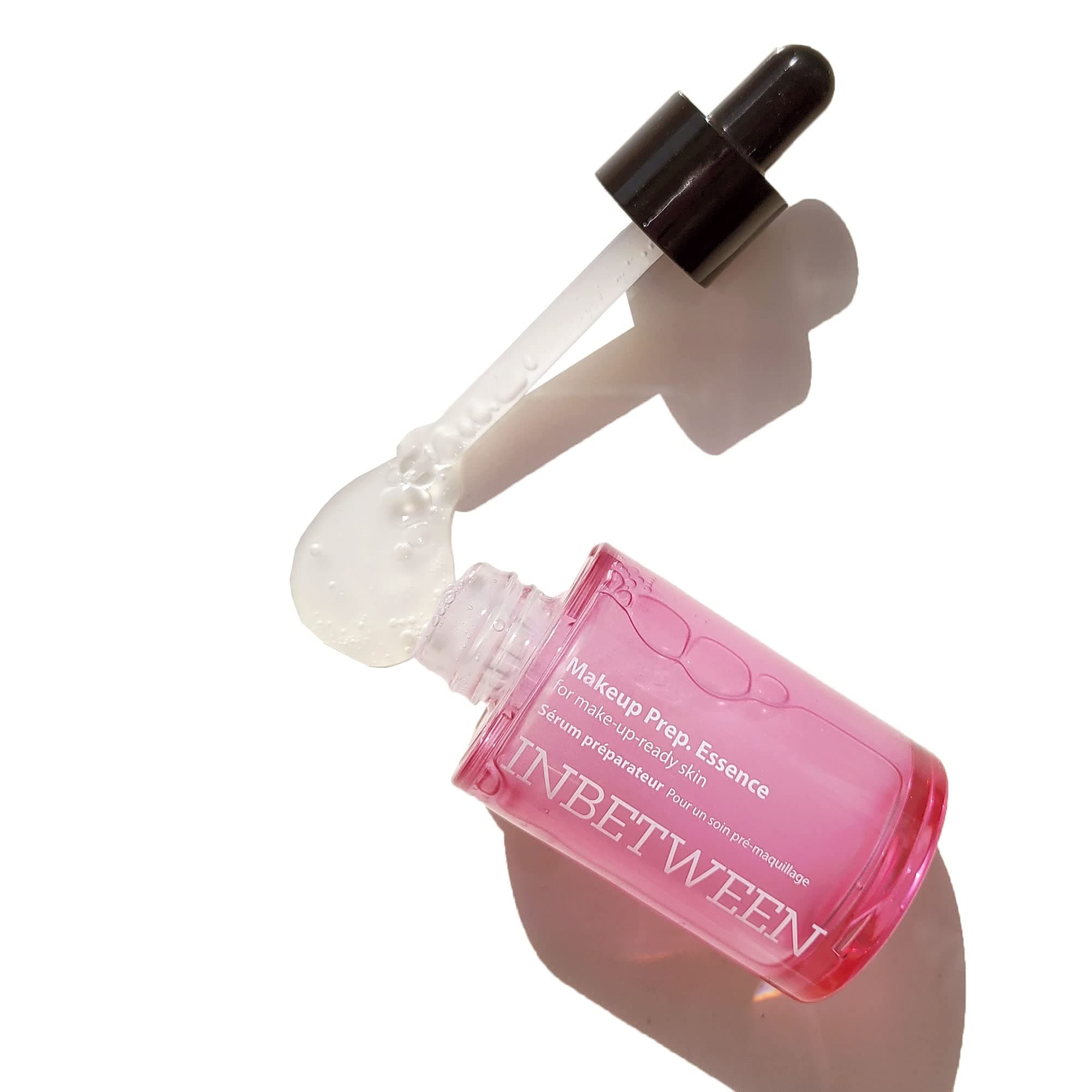 Inbetween Makeup Prep Essence Primer with Niacinamide - Vegan Face Primer Serum for Smooth Dewy Finish & Color Pore Control, Korean Beauty Brightening Primer for Make Up Ready Skin 1 Fl Oz