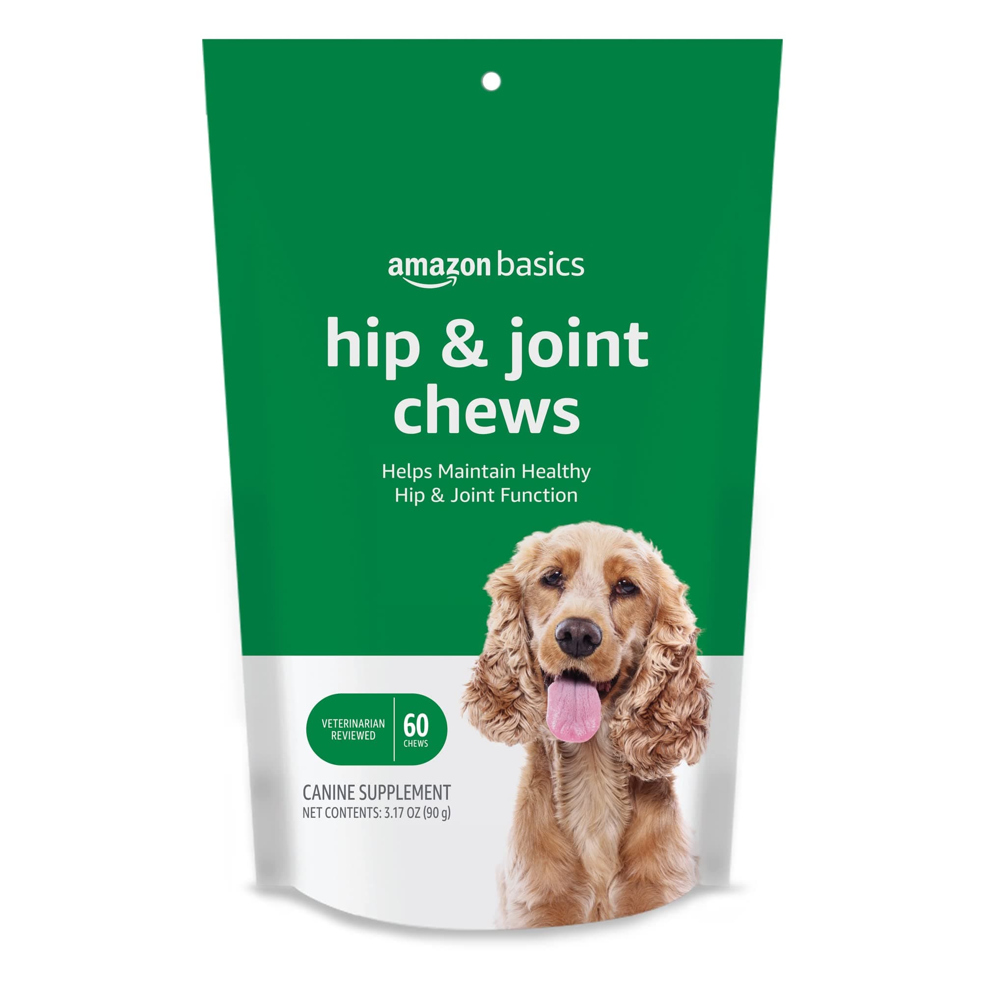 Amazon Basics Dog Hip & Joint Daily Supplement Chews with Glucosamine, MSM, and Vitamin C, Duck Flavored, 60 Count (Previously Solimo)