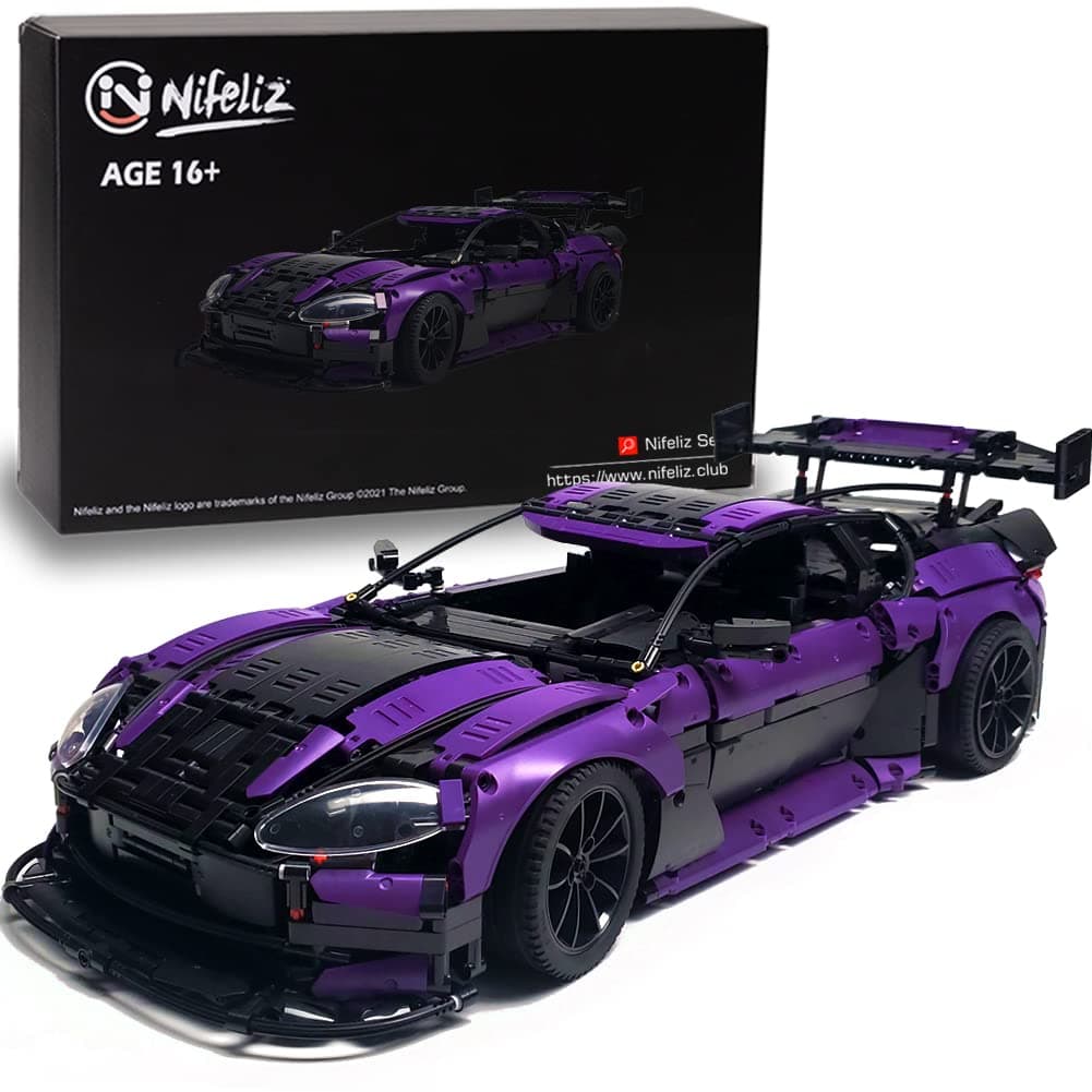 Nifeliz Super Car GT4 MOC Building Blocks & Construction Toy, Adult Collectible Model Cars Set to Build, 1:8 Scale Sports Car Model (3850 Pcs), Multicolor