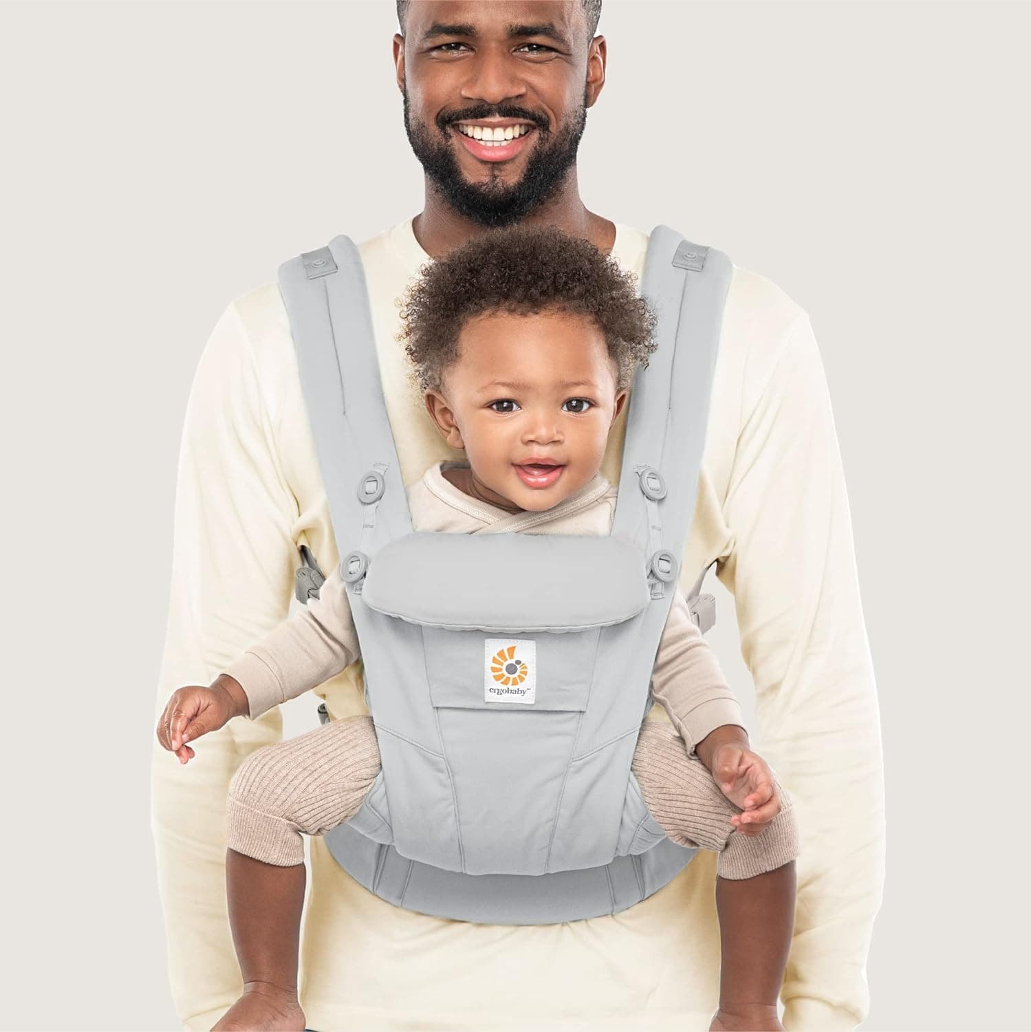 Omni Dream Cotton Baby Carrier Newborn to Toddler - Breathable Baby Carrier for Summer - All-Position Carriers for Newborn to Toddler with Lumbar Support (7-45 lbs) - Cotton, Pearl Grey