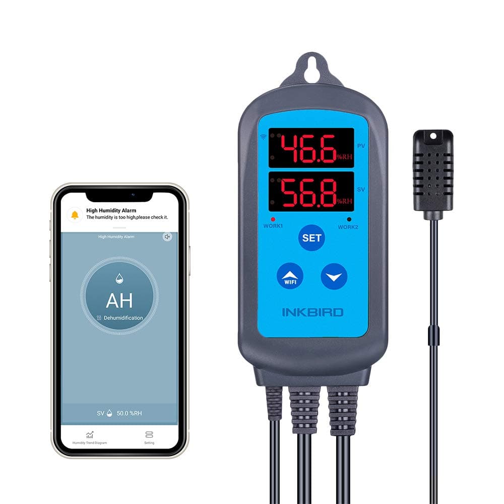 IHC-200 WiFi Humidity Controller Hygrostats Humidistat Humidifier Dehumidifier with Wireless Alarm for Greenhouse Garden Grow Tent Plant Growing Seeding Reptile Incubation