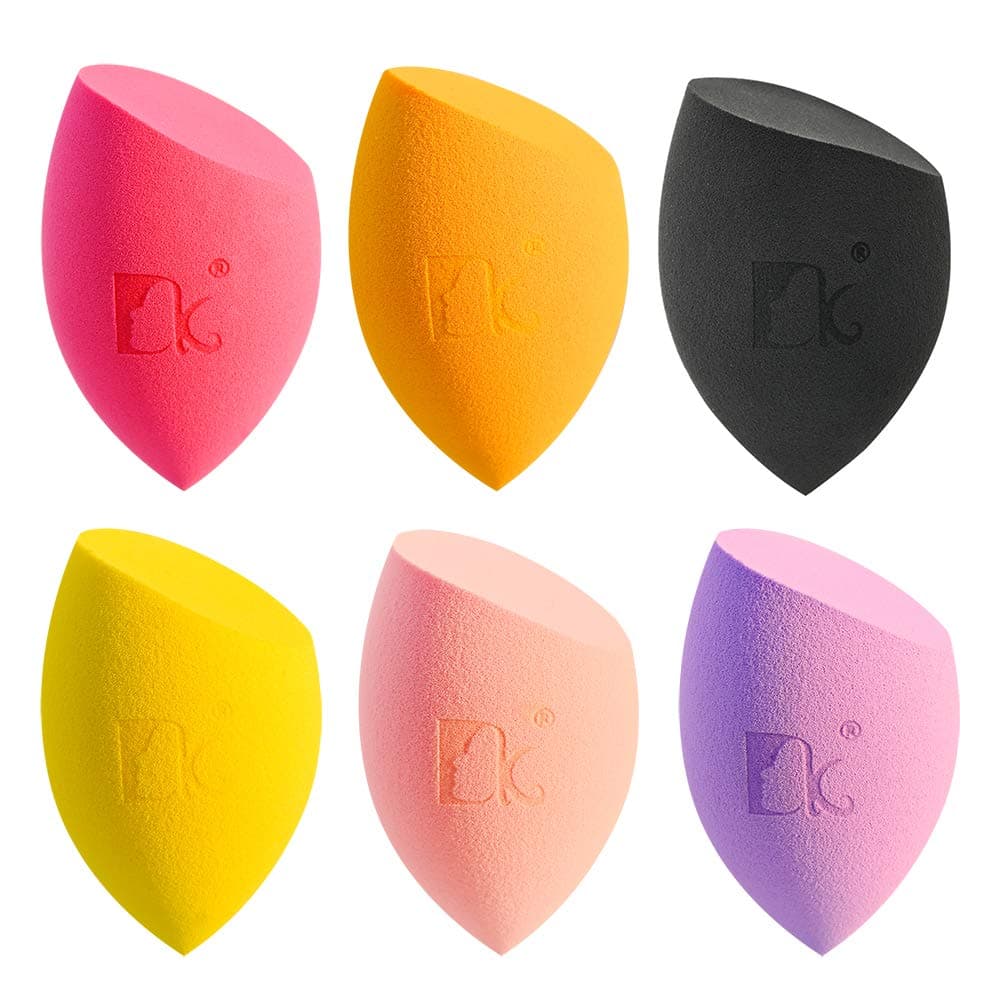 DOLOVEMK Makeup Beauty Sponges Blender 6 Pack - Latex Free,Soft Foundation Blending Sponges Set,Applicator Sponges for Cream,Liquid and Powder (Bevel shape)(Multi Color)