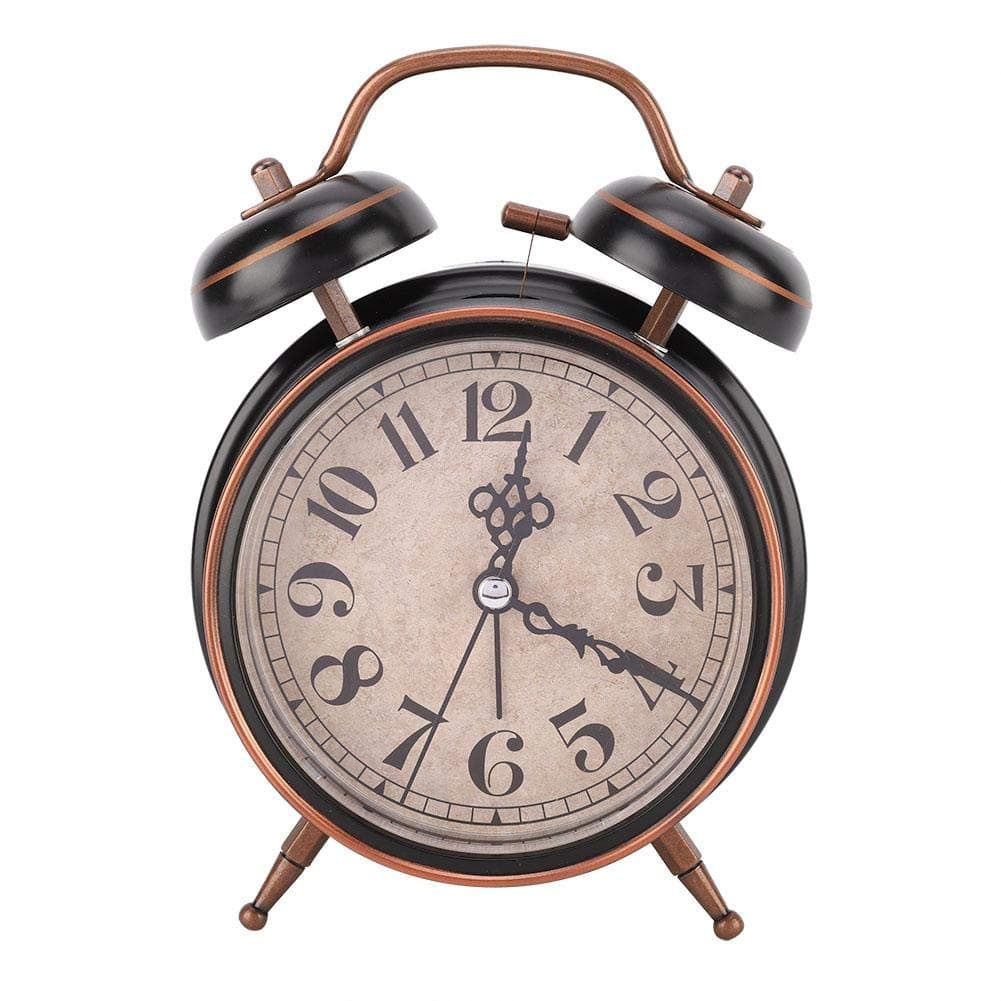 Boquite Old Fashioned Alarm Clock, Retro Mechanical Alarm Clock with Night Light (Black)