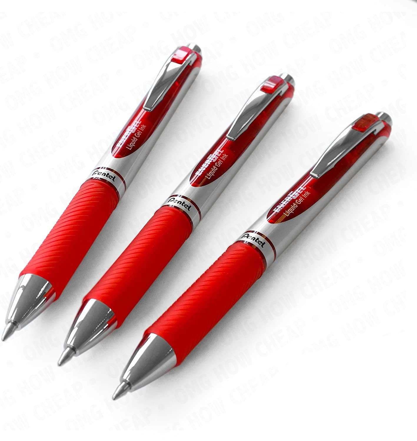 EnerGel XM BL77 - Retractable Liquid Gel Ink Pen - 0.7mm - 54% Recycled - Red - Pack of 3