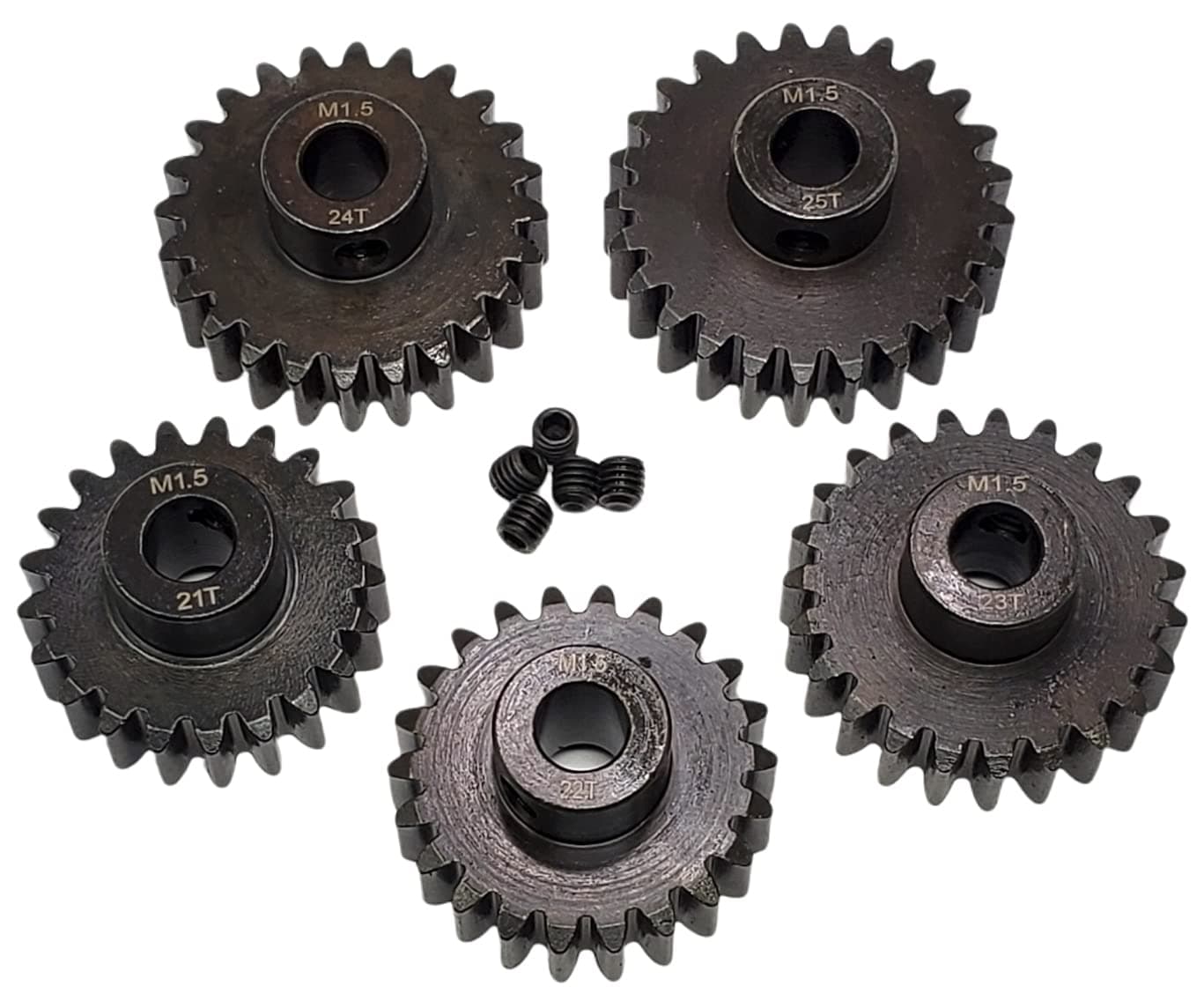 RC MOD1.5 8mm Bore Hardened Steel Pinion Gears: 21T, 22T, 23T, 24T, 25T