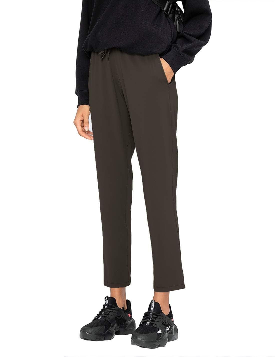 AJISAIPetite/Regular Women's 7/8 Joggers Travel Pants with Pockets Lounge Casual Stretch Workout Pants