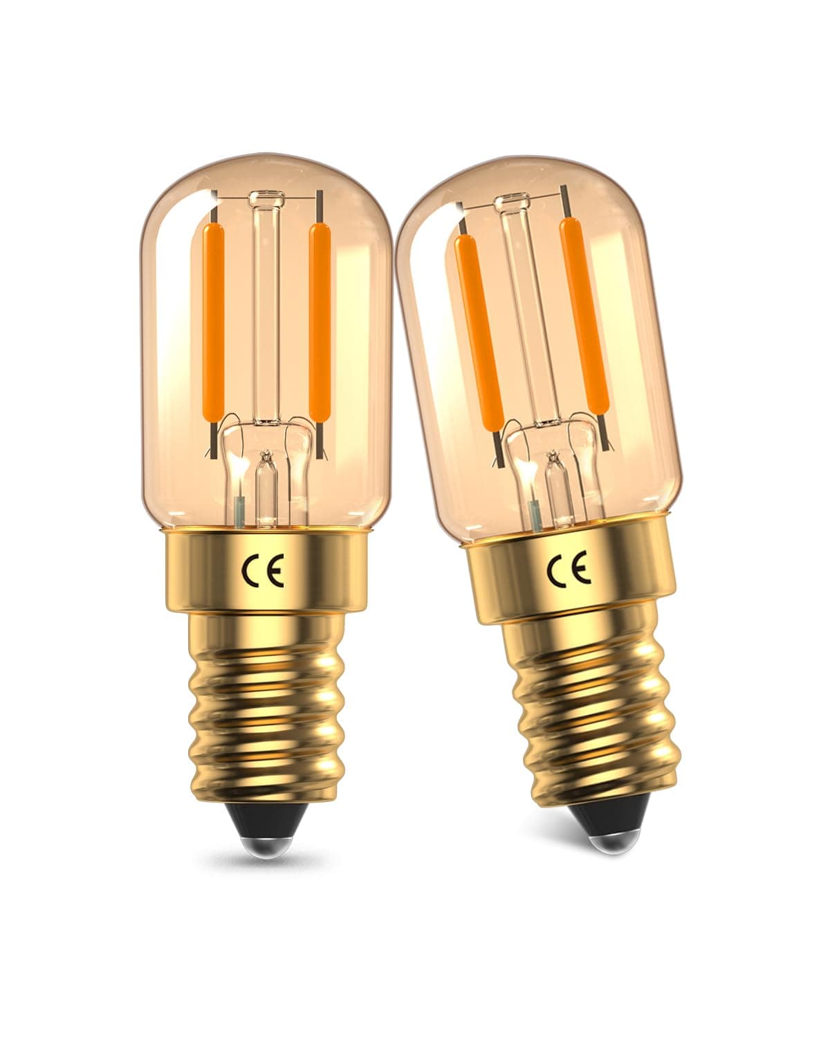 1W E14 LED Bulbs, Vintage Amber E14 LED Filament Bulb, Soft Light Warm White 2200K, SES Small Screw Bulbs, T22 Tubular Glass Bulbs, 10W-15W Equivalent, 95 Lumen, Non-Dimmable, 2 Pack