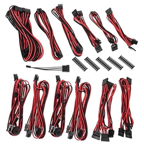 BitFenix Alchemy 2.0 PSU Cable KIT for Corsair Power Supply AXi/HXi/HX,RM/Rmi/RMX/CS-M/TX-M/CX-M, for BitFenix Power Supply Whisper M, CSR-Series - Black/Red (BFX-ALC-CSRKR-RP)