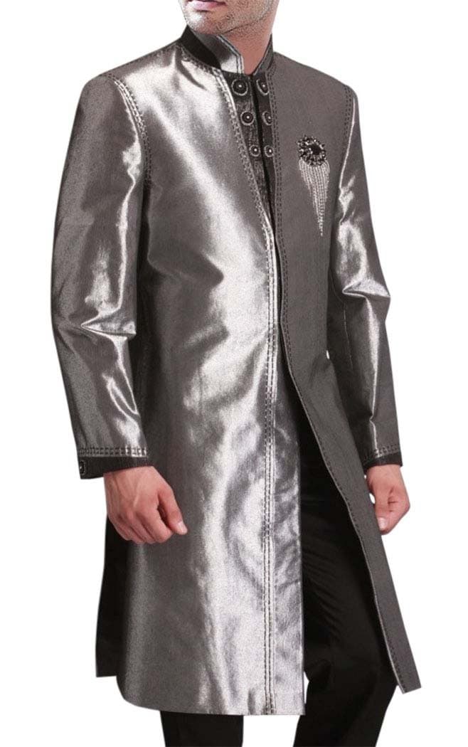 INMONARCH Sherwani Sharkskin Indo Western Suit Nehru Collar Sherwani for Men Wedding IN207