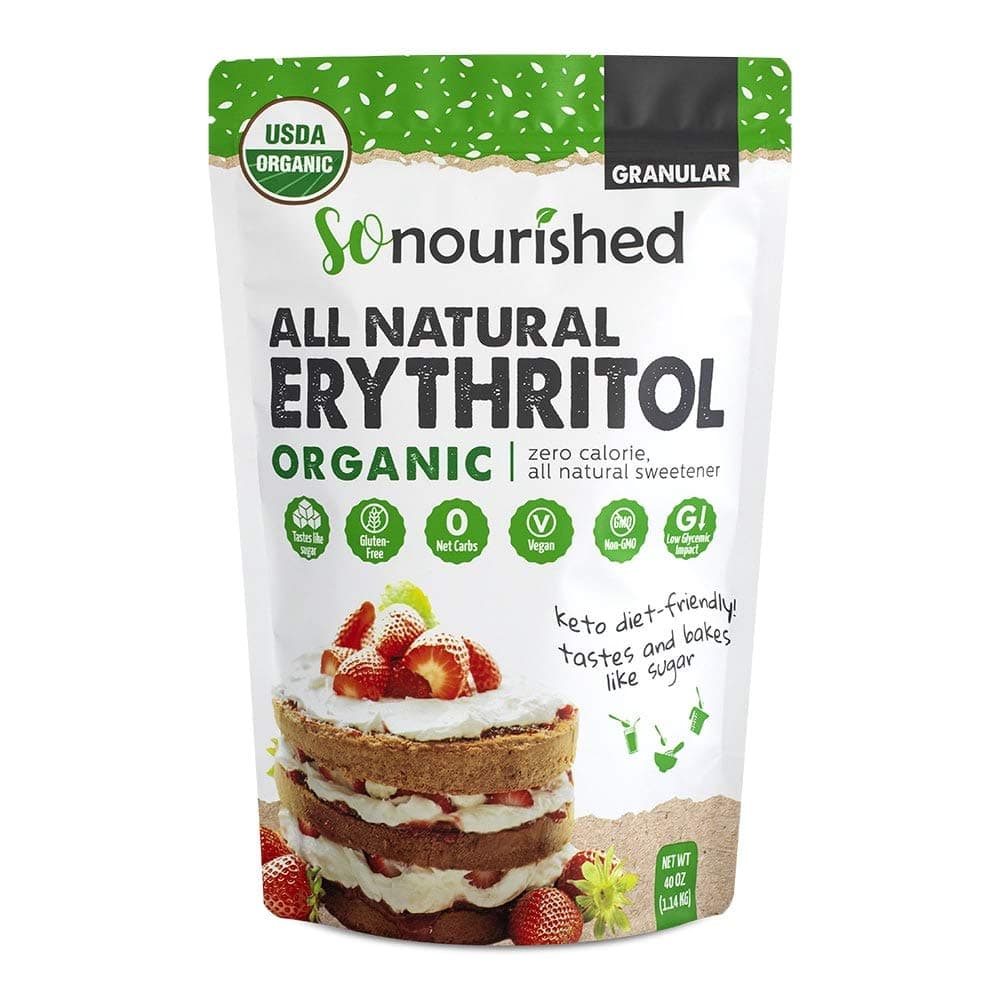 Organic Erythritol Sweetener Granular - 1:1 Sugar Substitute, Keto - 0 Calorie, 0 Net Carb, Non-GMO (2.5 lbs / 40 oz)