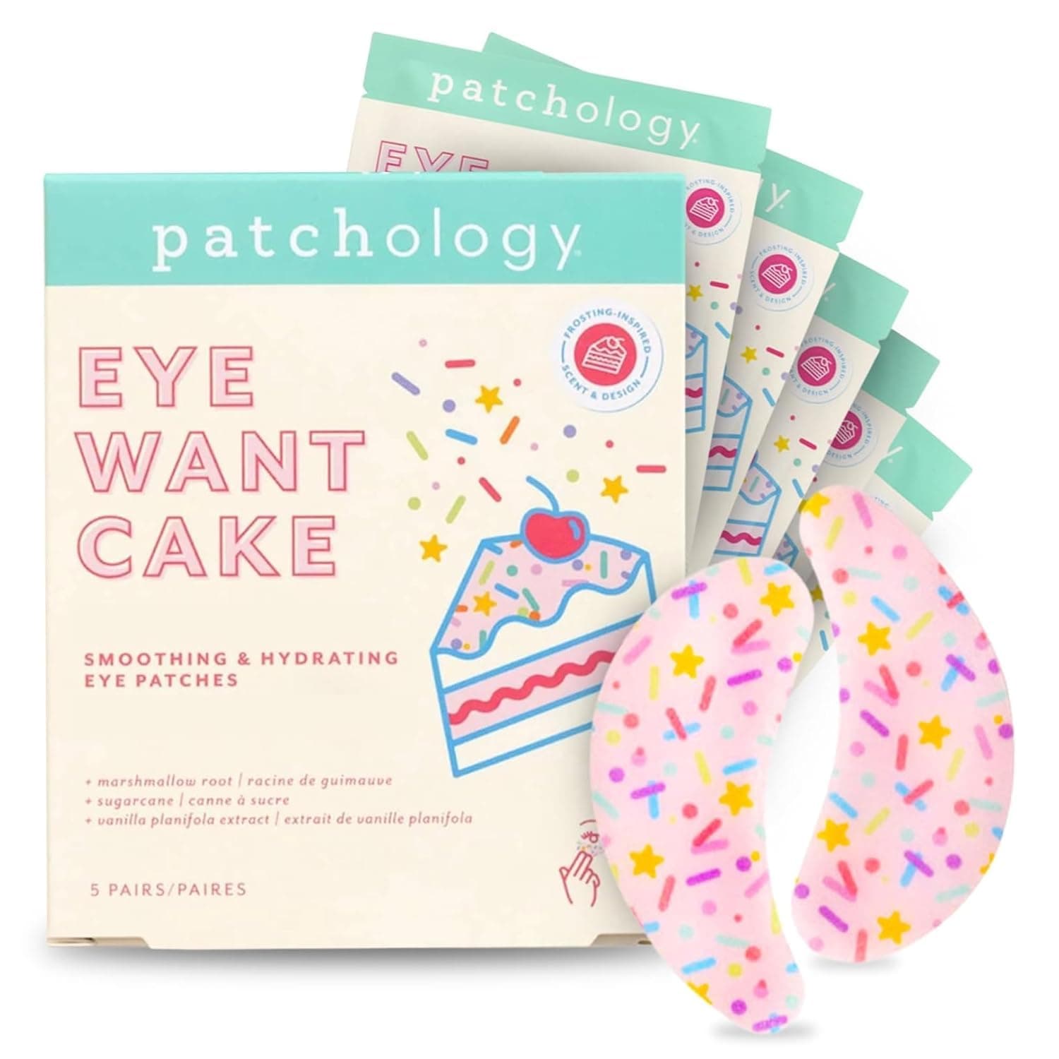 Patchology Eye Want Cake Hydrating & Smoothing Eye Patches – Under Eye Masks for Puffy Eyes, Dark Circles, and Fine Lines – Birthday Cake Inspired Self-Care Essentials, 5-Pack