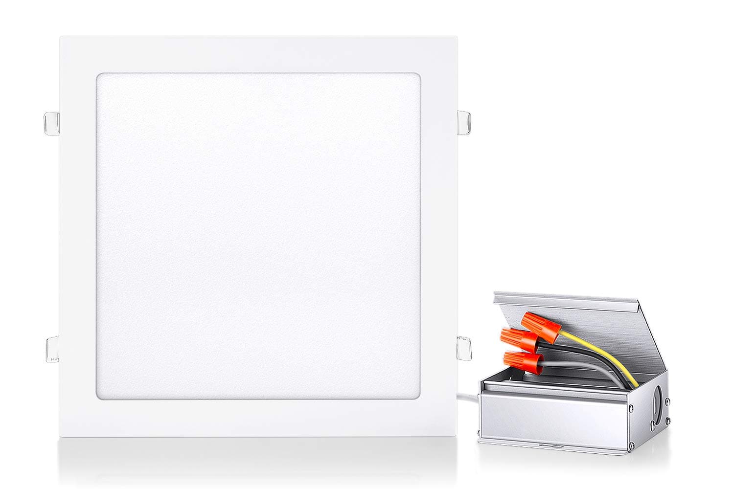 11 inch 24W Ultra Thin Square Recessed Light with J-Box, 6000K Daylight, 200W Equivalent, No-Dimmable Ceiling Light