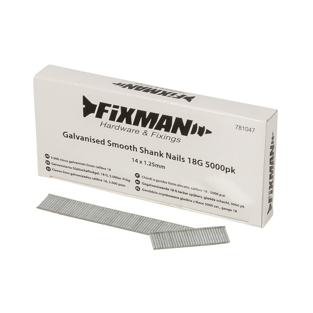 Fixman 781047 Galvanised Smooth Shank Nails 18G 5000pk 14 x 1.25 mm