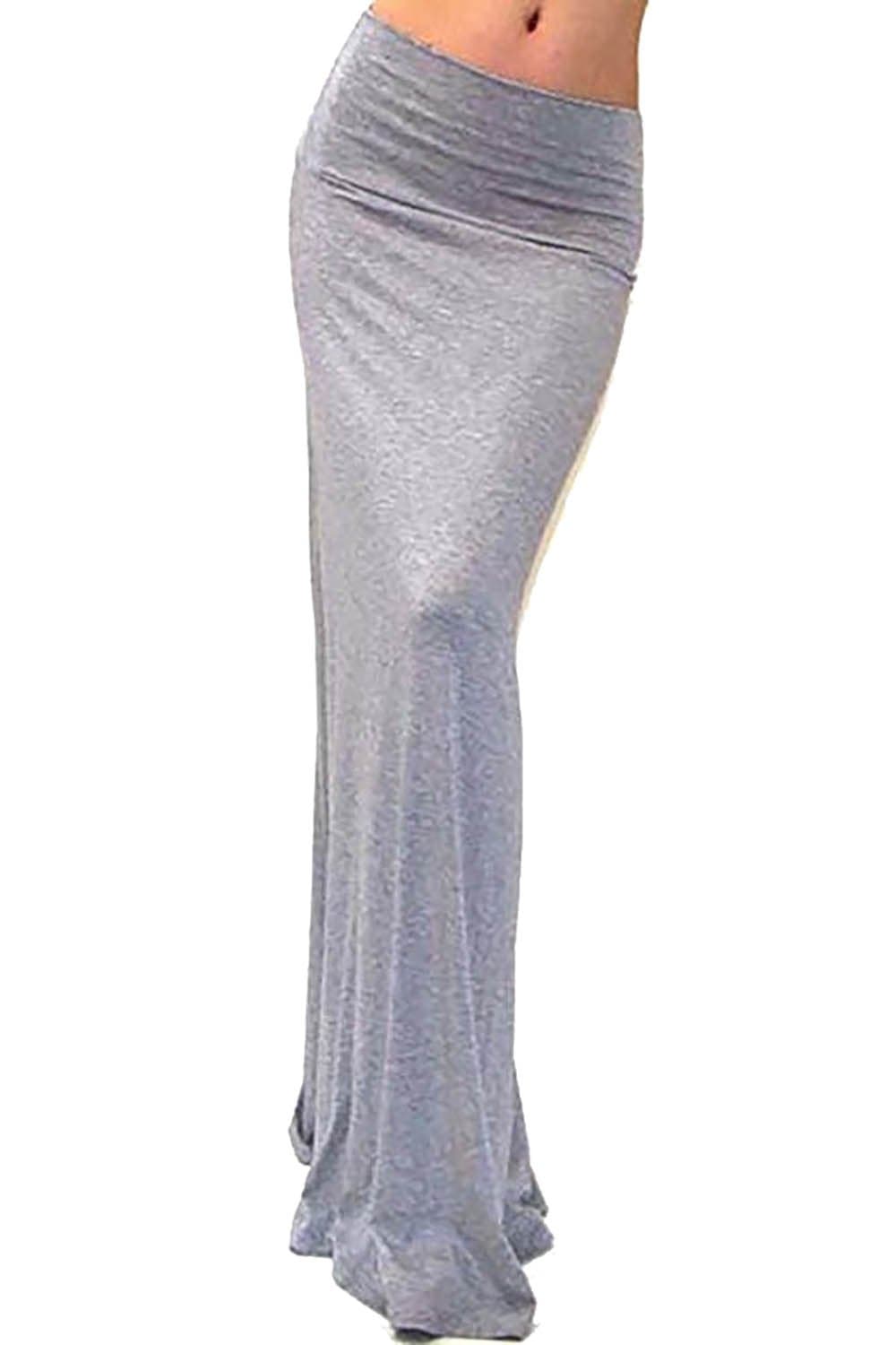 Vivicastle Women's USA Colorful Printed Fold Over Waist Long Maxi Skirt