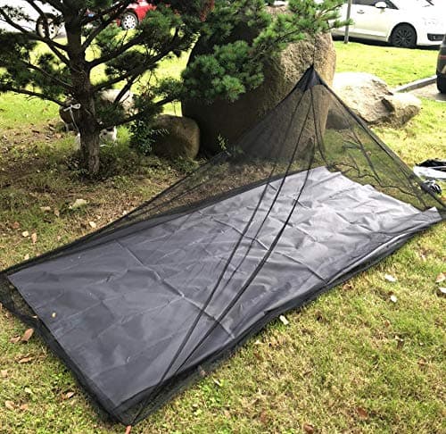 No-See-Ums Camping Mosquito Net Bed Compact Ultra Lightweight Travel Premium Hole Mesh 2000 Noseeeum Net for Camping Hiking Without Sleeping Mat (Single Brown, M)