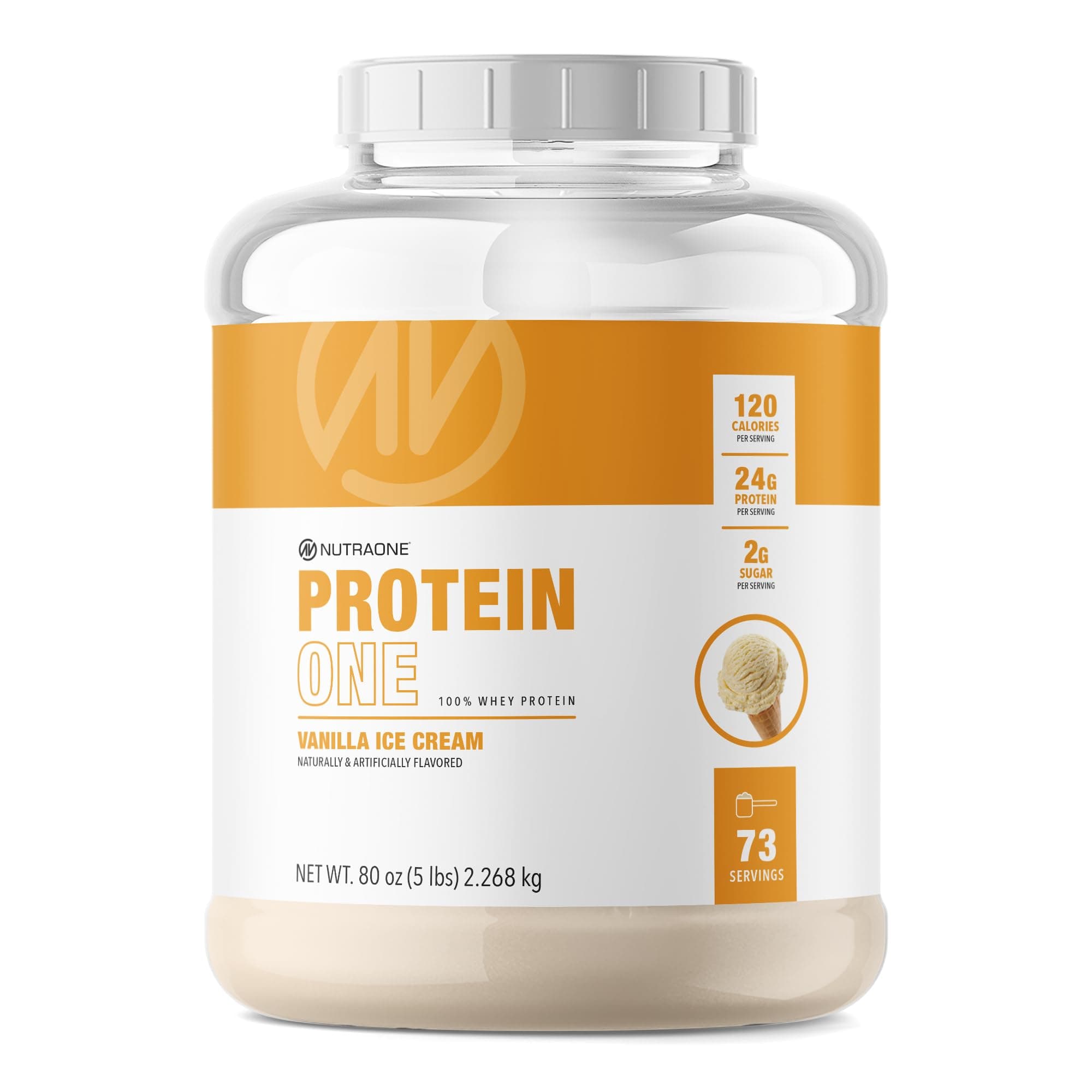 ProteinOne Whey Protein Promote Recovery and Build Muscle with a Protein Shake Powder for Men & Women (Vanilla Ice Cream - 5 lbs.)