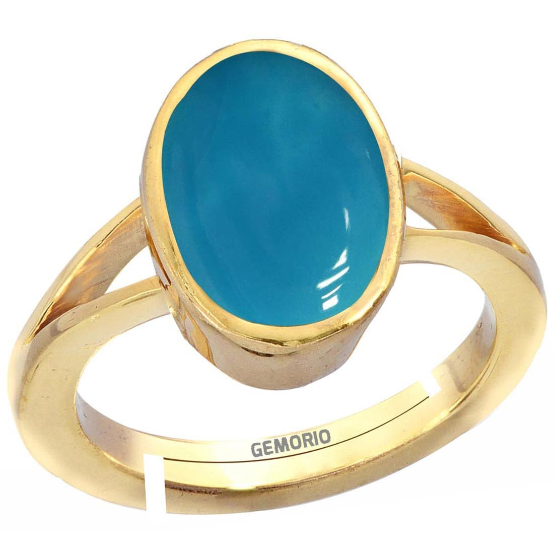 GemorioTurquoise Firoza 3.9cts or 4.25ratti Stone Panchdhatu Adjustable Ring for Men
