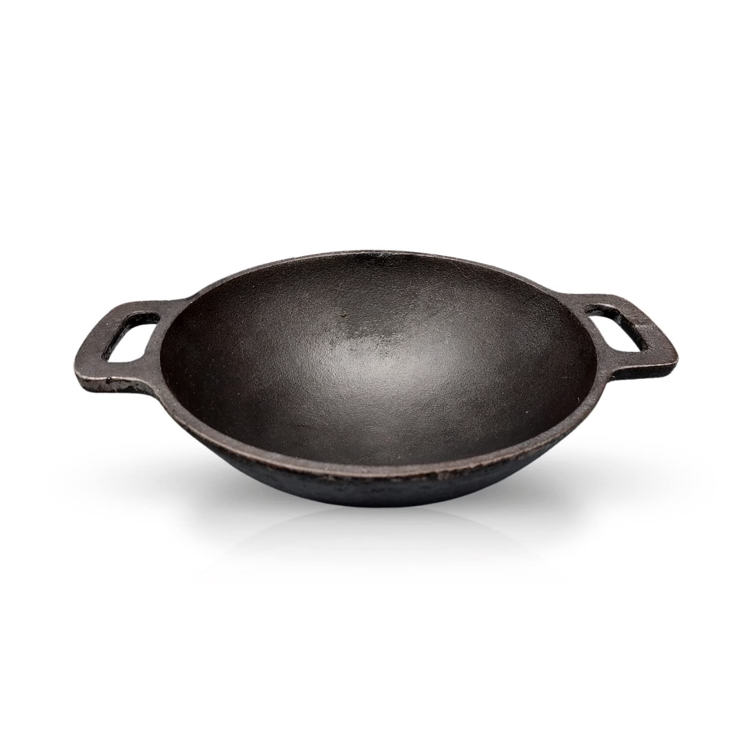 Zishta Cast Iron Kadai for Cooking Flat Base Large - Cast Iron Kadhai Big Size - Iron Cast Kadai Iron - Pre-Seasoned Cast Iron Kadai deep Frying Loha Kadai - Naturally Non-Stick - Gas Stove Induction