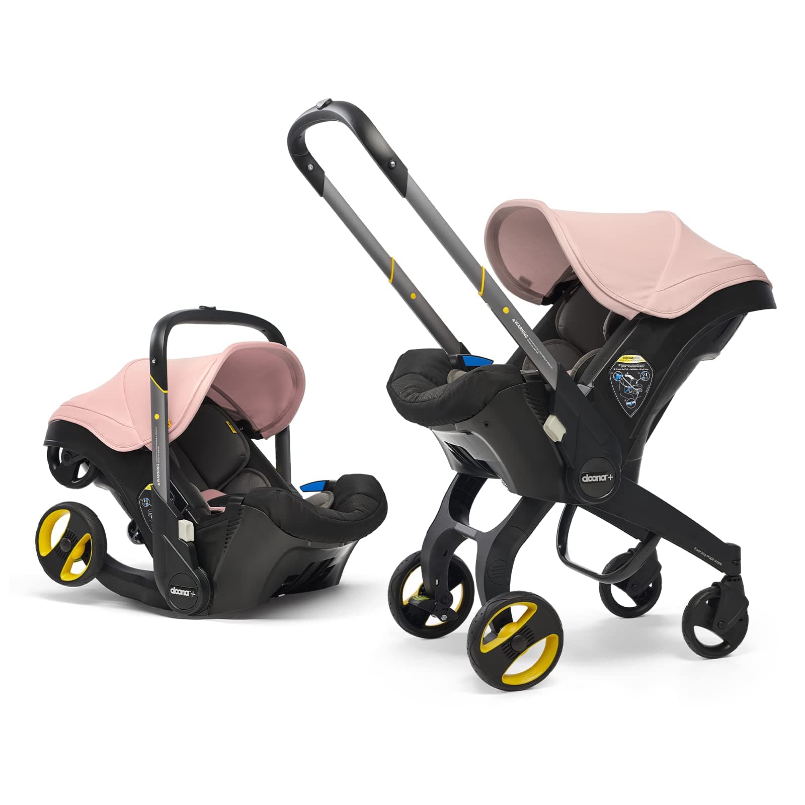 Doona Baby Car Seat & Travel Stroller Blush Pink - Convertible Infant Car Seat, Carry Cot and Pram with 5 Point Safety Harness - Ergonomic Pushchair and Travel System - Latch Base Sold Separately*