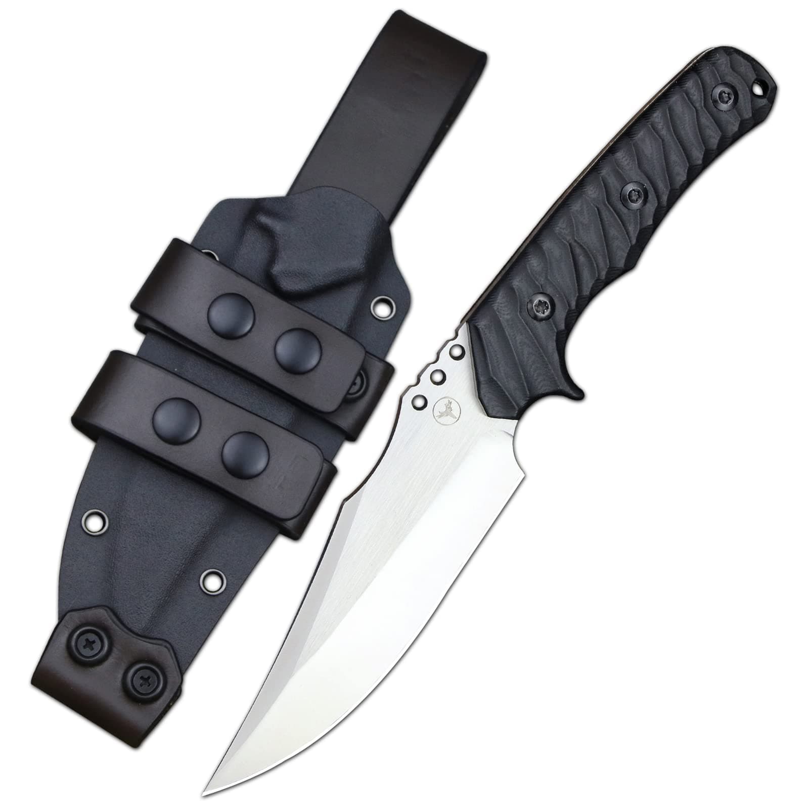 LENGREN 10.2" Tactics Fixed Blade Sharp Knife Sleipner Steel G10 Handle, Full Tang,Hunting Tool,Outdoor Bushcraft Knife,Camping EDC Tools,Gift Box,Kydex Sheaths (White)