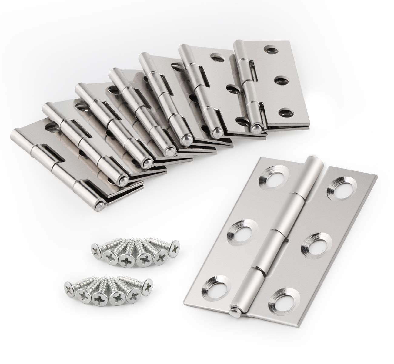 – 1.73‘’ Butt Hinges 20pcs 44mm Folding Door Hinges Silver Stainless Steel Ball Bearing Hinges Thickened Internal Door Hinges with 120pcs Screws,for Home Door,Window,Storage Box Repair