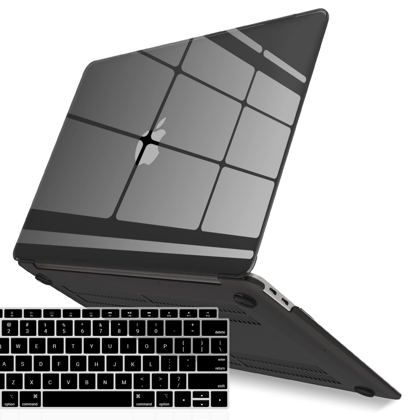 IBENZER Compatible with New MacBook Air 13 inch Case 2022 2021 2020 M1 A2337 A2179 A1932, Plastic Hard Shell Case with Keyboard Cover for Mac Retina Display with Touch ID, Crystal Black, MMA-T13CYBK+1