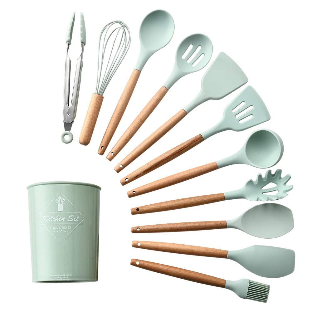 TaemBuy 12pcs/set Kitchenware Silicone Heat Resistant Kitchen Cooking Utensils Non-Stick Baking Tool Cooking Tool Sets